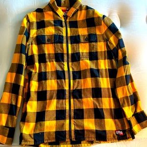 Men’s yellow plaid skate shirt